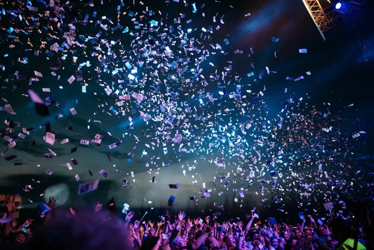 Confetti in the air during a celebration